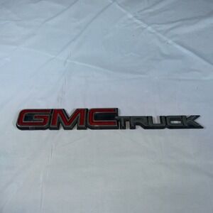 1992-1998 GMC Truck Tailgate Emblem Sierra Jimmy Red Chrome OEM Vintage Badge